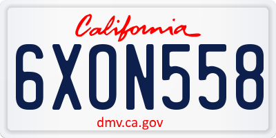CA license plate 6XON558