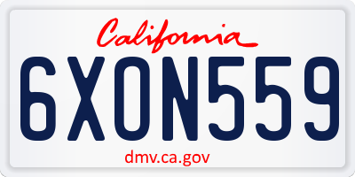 CA license plate 6XON559