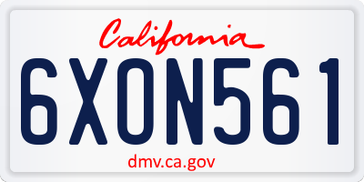 CA license plate 6XON561