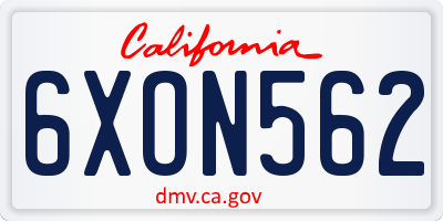 CA license plate 6XON562
