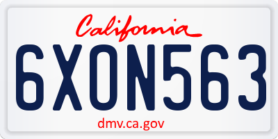 CA license plate 6XON563