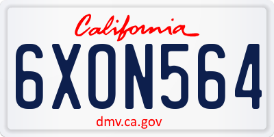 CA license plate 6XON564