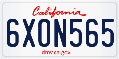 CA license plate 6XON565