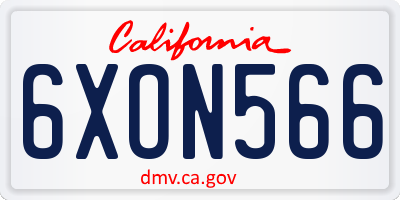 CA license plate 6XON566