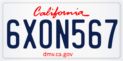 CA license plate 6XON567