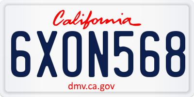 CA license plate 6XON568