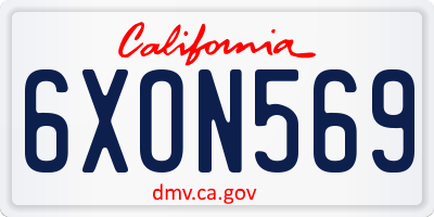 CA license plate 6XON569