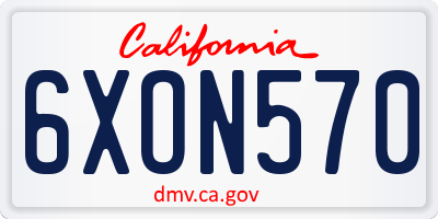 CA license plate 6XON570