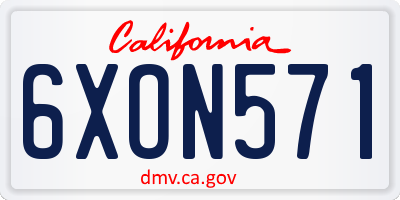 CA license plate 6XON571