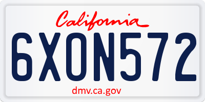 CA license plate 6XON572