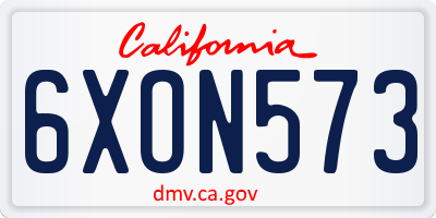 CA license plate 6XON573