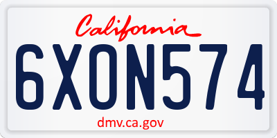 CA license plate 6XON574