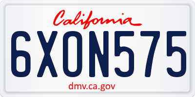 CA license plate 6XON575