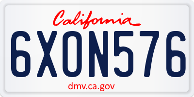 CA license plate 6XON576