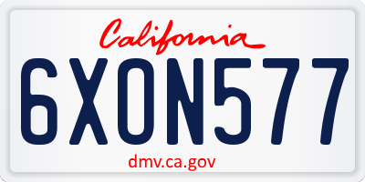 CA license plate 6XON577
