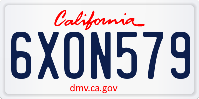 CA license plate 6XON579
