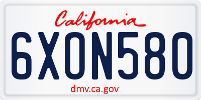 CA license plate 6XON580