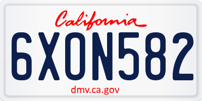 CA license plate 6XON582