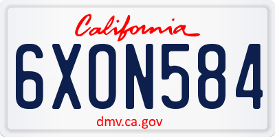 CA license plate 6XON584