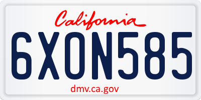 CA license plate 6XON585