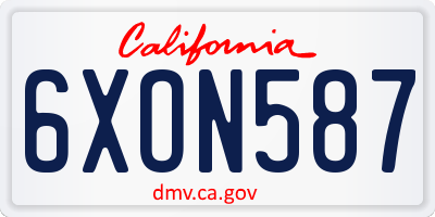 CA license plate 6XON587