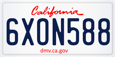 CA license plate 6XON588