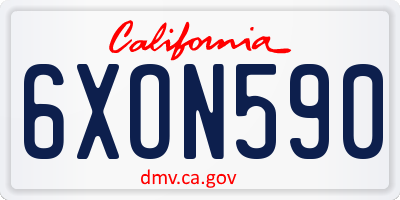 CA license plate 6XON590