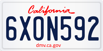 CA license plate 6XON592