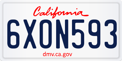CA license plate 6XON593