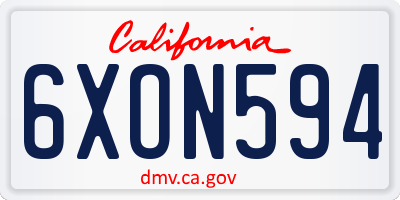 CA license plate 6XON594