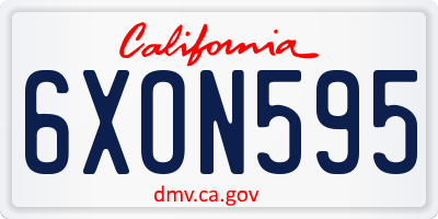 CA license plate 6XON595