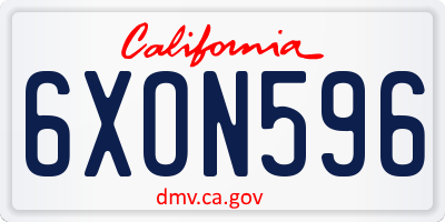 CA license plate 6XON596