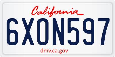 CA license plate 6XON597