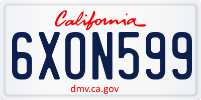 CA license plate 6XON599