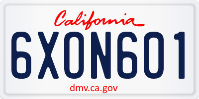 CA license plate 6XON601