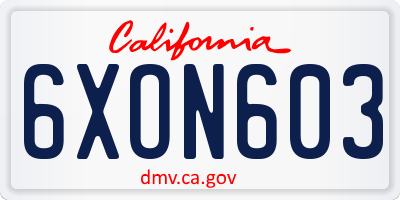 CA license plate 6XON603