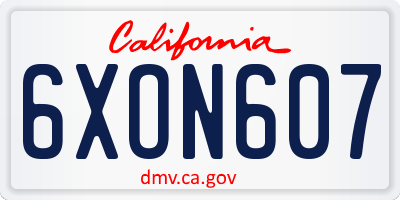 CA license plate 6XON607