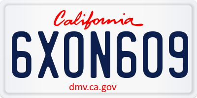 CA license plate 6XON609