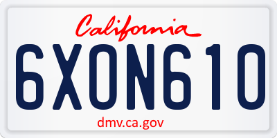CA license plate 6XON610
