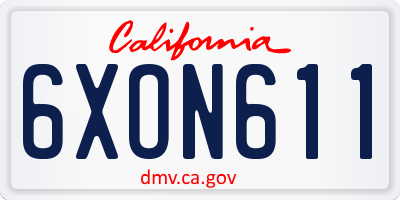 CA license plate 6XON611