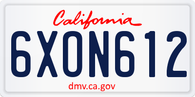 CA license plate 6XON612