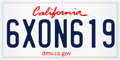 CA license plate 6XON619