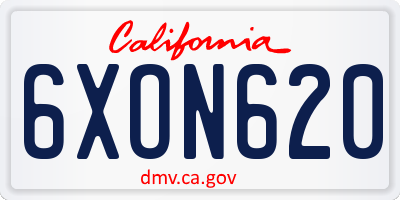 CA license plate 6XON620