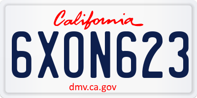 CA license plate 6XON623