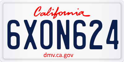 CA license plate 6XON624