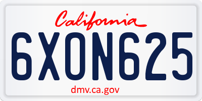 CA license plate 6XON625