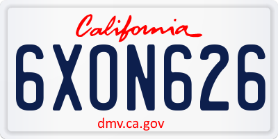 CA license plate 6XON626