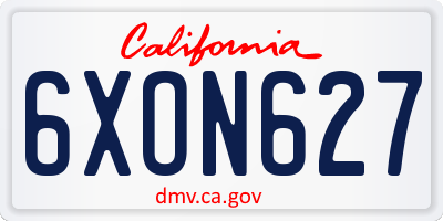 CA license plate 6XON627