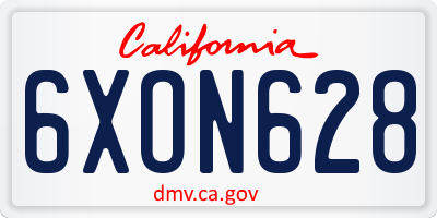 CA license plate 6XON628