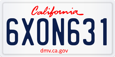 CA license plate 6XON631